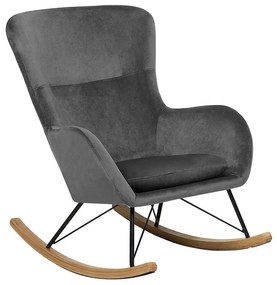 Cadeira de baloiço em veludo cinzento escuro ELLAN Beliani