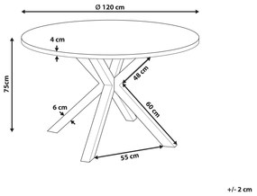Mesa de jardim redonda em alumínio cinzento e preto ⌀ 120 cm MALETTO Beliani
