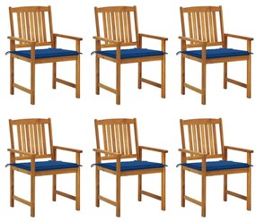 vidaXL Cadeiras de jardim com almofadões 6 pcs acácia maciça