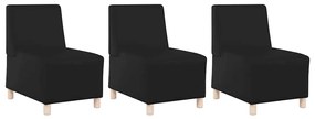 Cadeiras de Sofá 3 pcs Preto 55 x 74 x 82 cm Couro sintético