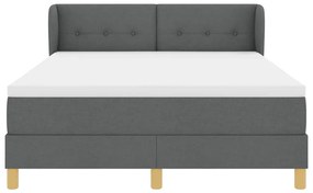 Cama Box Spring com Colchão em Cinza Escuro, 160x200 cm de Tecido