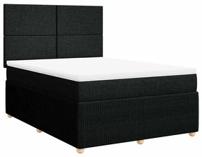 Cama com molas/colchão 140x190 cm tecido preto