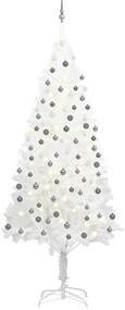 Árvore de Natal artificial com luzes LED e bolas 240 cm branco