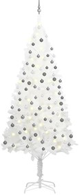 vidaXL Árvore Natal artificial pré-iluminada c/ bolas branco