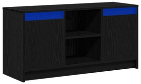 Armário para TV com Luzes de LED em Carvalho Preto, 100x34x50 cm, feit