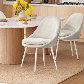 Conjunto de 2 cadeiras de jantar com pernas viradas para o exterior branco creme e branco