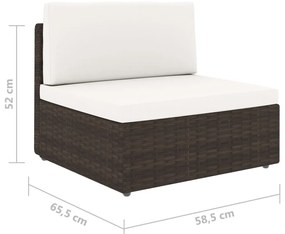 Sofá seccional de 2 lugares vime PE castanho