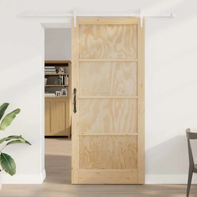 Porta Deslizante vidaXL com Conjunto de Ferragens 93x211 cm Madeira Sólida de Pinho