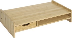 Suporte para Monitor de Bambu Organizador de Escritório para Monitor Portátil 48x25,5x11,5 cm Madeira
