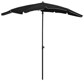 vidaXL Guarda-sol de jardim com poste 200x130 cm preto