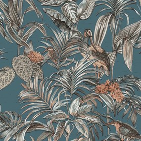 430614 DUTCH WALLCOVERINGS Papel de parede Bird-of-Paradise cor azul