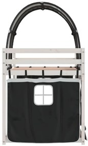 Beliche com cortinas 75x190 cm pinho maciço branco e preto