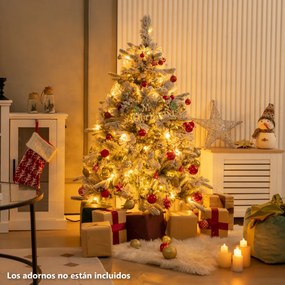 Árvore de Natal artificial de 136 cm com 150 luzes LED brancas quentes e 384 ramos mistos Montagem fácil Branco e verde