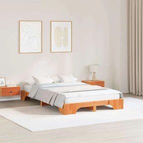 vidaXL Estrutura da Cama Marrom Cera 140 x 190 cm