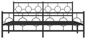 Estrutura de cama com cabeceira e pés 183x213 cm metal preto