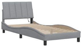 Estrutura de cama sem colchão 90x200 cm tecido cinzento-claro