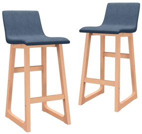 vidaXL Bancos de bar 2 pcs tecido azul
