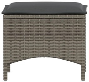 3 pcs conjunto de jantar p/ jardim c/ almofadões vime PE cinza
