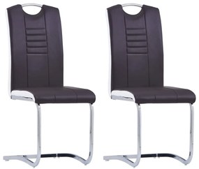 Cadeiras de jantar cantilever 2 pcs couro artificial castanho