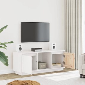 Móvel de TV 110,5x35x44 cm madeira de pinho maciça branco