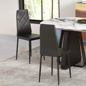 Conjunto de 2 cadeiras de sala de jantar com encosto alto, revestimento sintético e pés em aço, preto