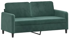 Sofá 2 lug. c/ almofadas decorativas 140cm veludo verde-escuro