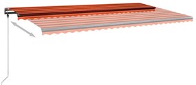 Toldo retrátil manual independente 600x300cm laranja e castanho