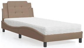 Cama com colchão 90x200 cm couro artificial cor cappuccino