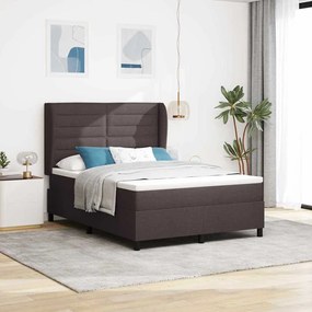 Cama Box Spring com Colchão vidaXL Castanho Escuro 140x190 cm Tecido