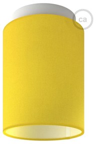 Fermaluce Pastel with Cylinder Lampshade Ø 15cm h18cm metal wall or ceiling flush light - Branco - Bright Yellow Canvas / Não