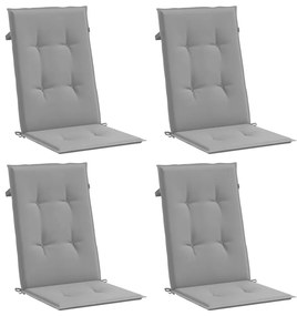 Almofadões para cadeiras altas de jardim 4 pcs tecido cinzento