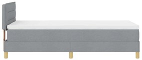 Cama Box Spring com Colchão &amp; LED Cinza claro 80x200 cm Tecido