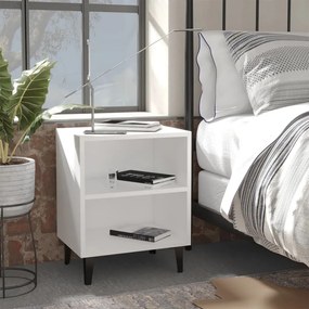 vidaXL Mesa de cabeceira com pernas em metal 40x30x50 cm branco