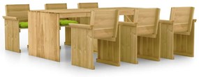 vidaXL 7 pcs conj. de jantar p/ jardim c/ almofadões pinho impregnado