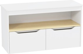 AIYAPLAY Organizador de Brinquedos Móvel de Arrumação Infantil com 2 Gavetas e Compartimento 80x30x45 cm Branco | Aosom Portugal