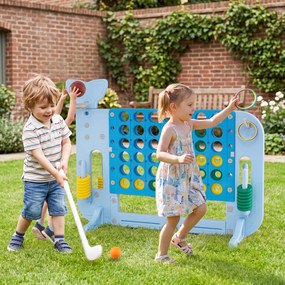 Jogo Infantil 4 em 1, 140 x 47 x 108 cm, Altura Regulável, Azul