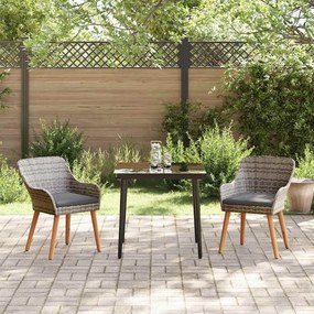 Conjunto de Jantar de Jardim de 3 Peças Cinza em Rattan Sintético