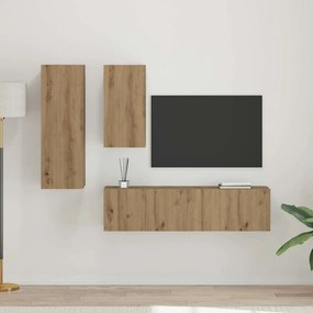 Conjunto de móvel de TV com prateleira 4 pcs carvalho artisiano