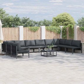 vidaXL Conjunto de Sofá de Jardim 10 pcs Cinzento-escuro Aço