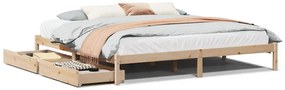 Cama sem colchão 200x200 cm madeira de pinho maciça