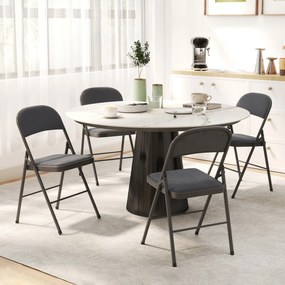 Conjunto de 4 cadeiras dobráveis e portáteis para interior (MESA NÃO INLCUIDA), com assentos e encostos estofados em veludo e estrutura em aço, cinzen