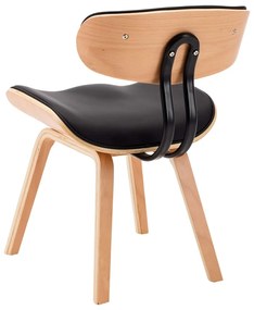 Cadeiras jantar 6 pcs madeira curvada e couro artificial preto