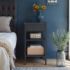 Mesa de cabeceira, mesa auxiliar, gaveta e compartimentos abertos 35,1 x 35,1 x 70,1 cm preto