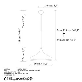 Candeeiro Chandelier Tattoo – Laranja – Ø36 h:22 cm