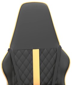 Cadeira gaming de massagens couro artificial dourado e preto