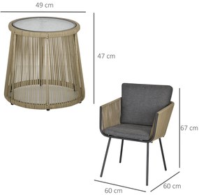 Conjunto de Móveis de Vime Conjunto de Móveis para Jardim 3 Peças Mesa