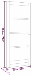 Porta Interior 'ORKDAL'Branca 86x198,5x4 cm Madeira Sólida de Pinheiro