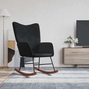 vidaXL Cadeira de baloiço PVC e veludo preto