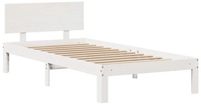 Cama com estante sem colchão 90x200 cm pinho maciço branco
