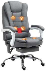 Vinsetto Cadeira de Massagem com 6 Pontos de Massagem Reclinável com Altura Ajustável e Função de Aquecimento 65x70x111-119 cm Cinza